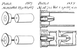  Конструкция гильзы Потте (французские патенты № 3930 от 1829 г. и № 12746 от 1855 г.)