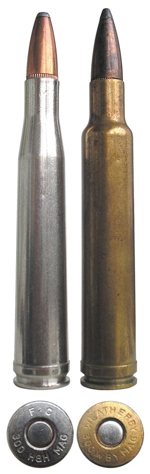  «Родственники» в 300-м калибре: .300 Holland & Holland Magnum Belted (слева) и .300 Weatherby Magnum (справа)