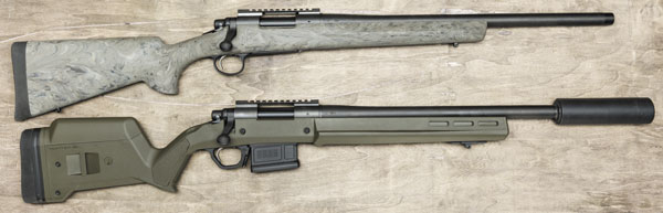  Remington 700 SPS Tactical с самым коротким стволом (внизу) идеально подходит для использования с саунд-модератором Ase Utra SL7 