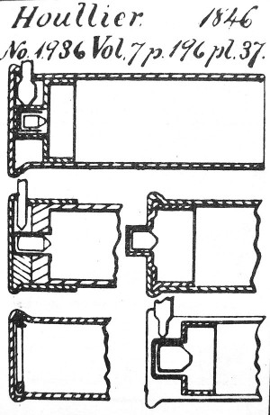  Рисунок из французского патента № 1963 за 1846 г. на улучшенную гильзу шпилечного патрона Бенжамина Улье
